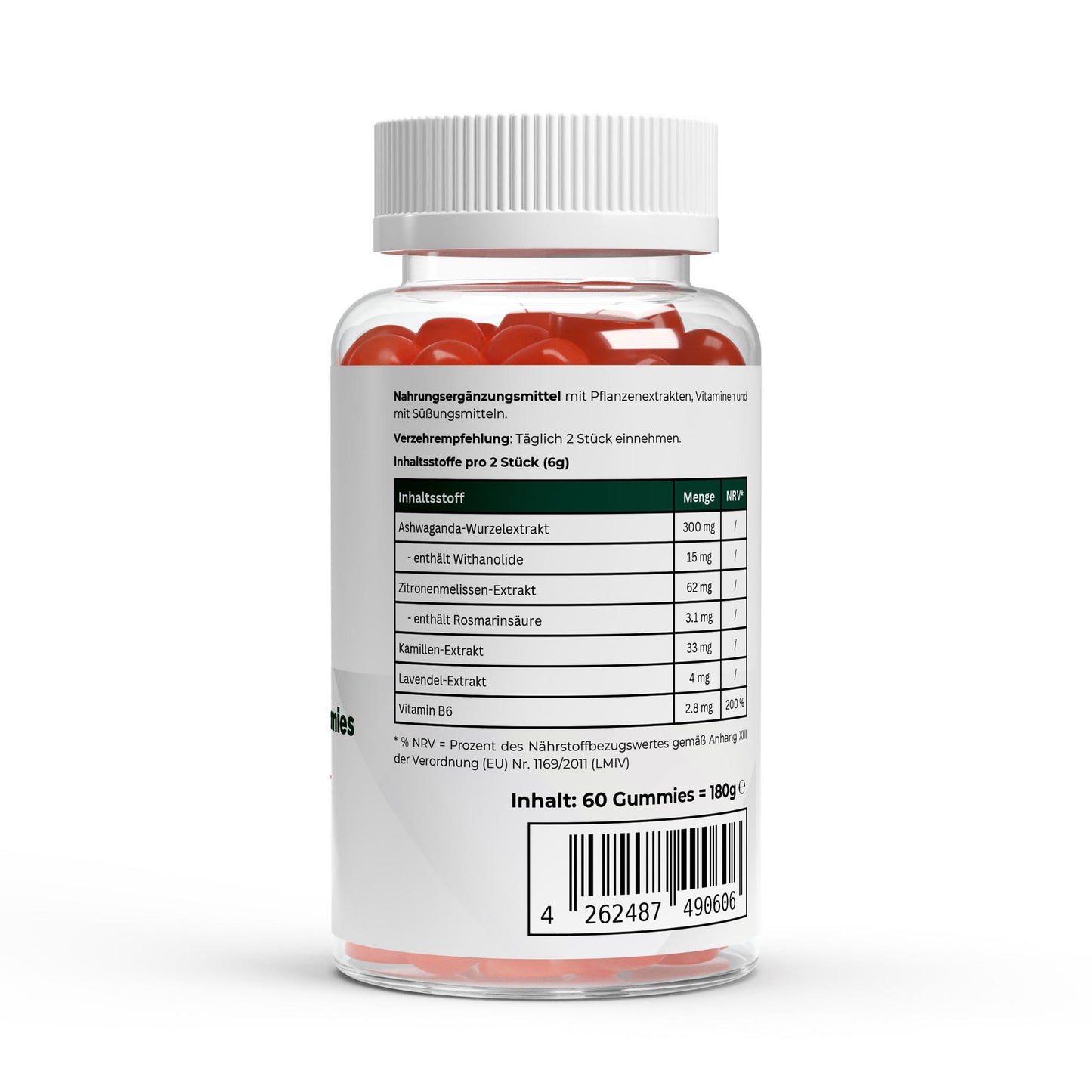 Premium Ashwagandha Gummies 300 + Vitamin B6 – 60 Stück