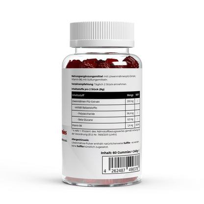 Löwenmähne + Vitamin B6 Gummies – 60 Stück