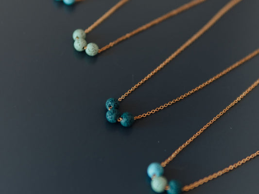 Aroma Diffuser Necklace with Lava Beads - Silver Chain